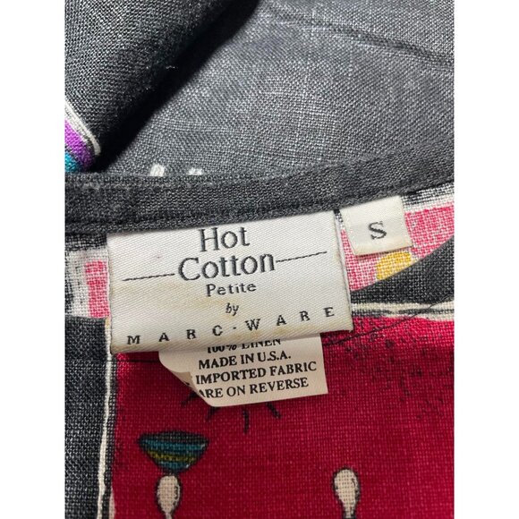 Hot Cotton Size Small Top Blouse Abstract Art to Wear Boho Lagenlook - Picture 4 of 6